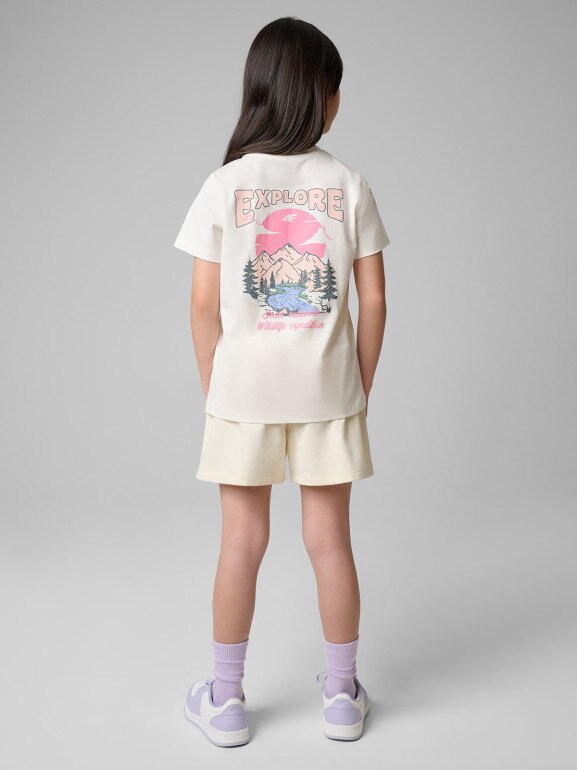 Dziewczęce spodenki dresowe 4F 4FJWSS26TSHOF769 - białe