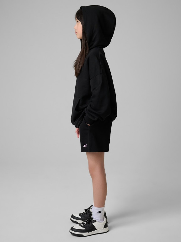 Dziewczęce spodenki dresowe 4F 4FJWSS26TSHOF769 - czarne