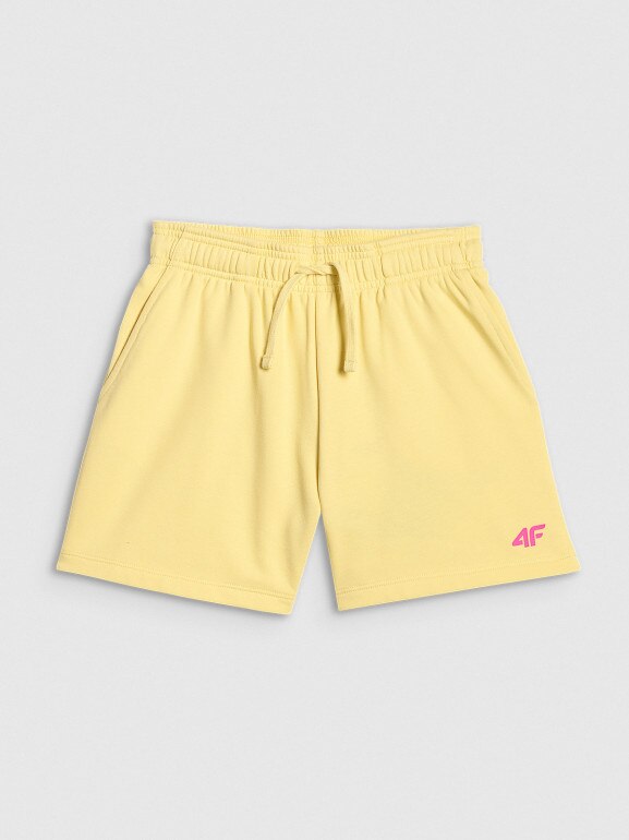 Dziewczęce spodenki dresowe 4F 4FJWSS26TSHOF769 - żółte