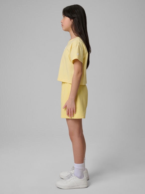 Dziewczęce spodenki dresowe 4F 4FJWSS26TSHOF769 - żółte