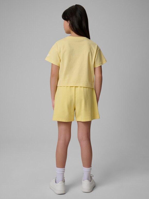 Dziewczęce spodenki dresowe 4F 4FJWSS26TSHOF769 - żółte