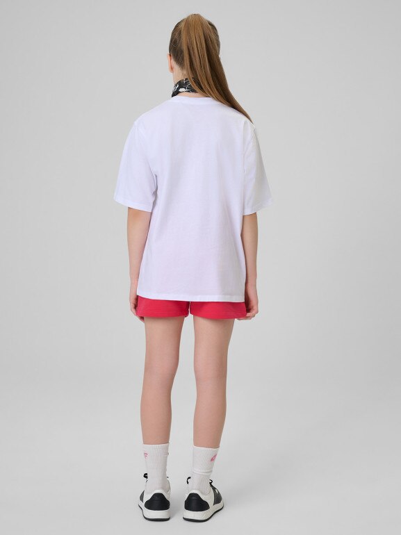 Dziewczęce spodenki dresowe 4F 4FJWSS26TSHOF775 - różowe