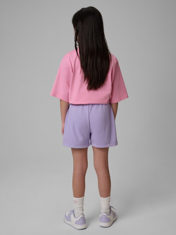 Dziewczęce spodenki dresowe 4F 4FJWSS26TSHOF777 - fioletowe