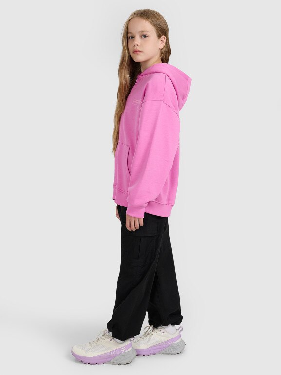 Dziewczęce spodnie casual 4F 4FJWAW25TTROF1246 - czarne
