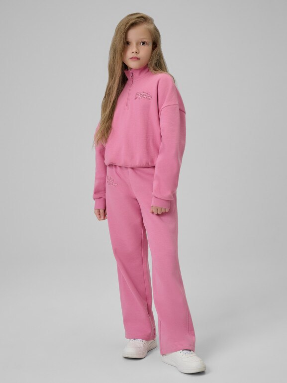 Dziewczęce spodnie dresowe 4F 4FJRSS26TTROF1727 - różowe