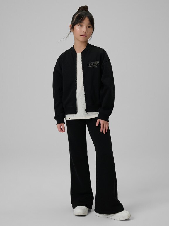 Dziewczęce spodnie dresowe 4F 4FJRSS26TTROF1728 - czarne