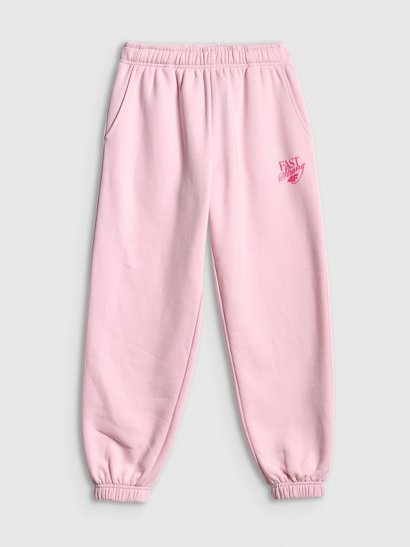 Dziewczęce spodnie dresowe 4F 4FJRSS26TTROF1878 - różowe