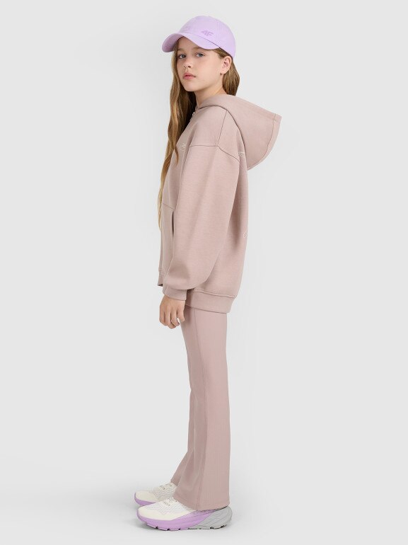 Dziewczęce spodnie dresowe 4F 4FJWAW25TTROF1393 - beżowe