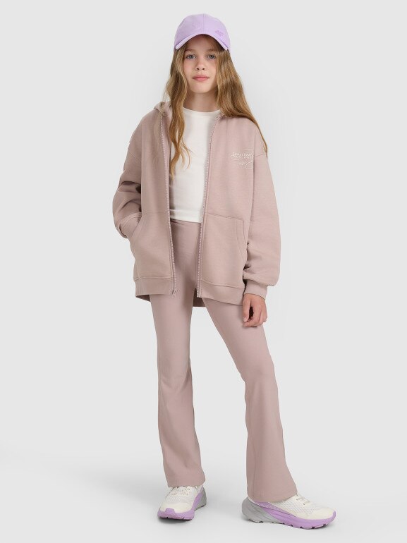Dziewczęce spodnie dresowe 4F 4FJWAW25TTROF1393 - beżowe