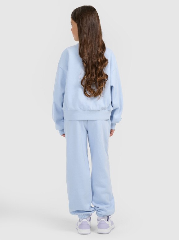 Dziewczęce spodnie dresowe joggery 4F 4FJRAW25TTROF1642 - niebieskie