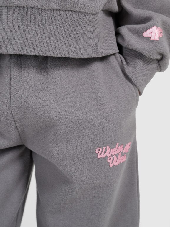 Dziewczęce spodnie dresowe joggery 4F 4FJRAW25TTROF1642 - szare
