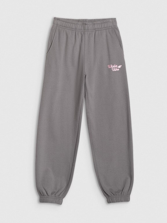 Dziewczęce spodnie dresowe joggery 4F 4FJRAW25TTROF1642 - szare