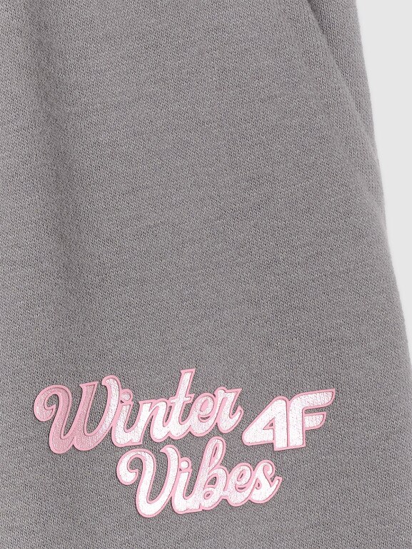 Dziewczęce spodnie dresowe joggery 4F 4FJRAW25TTROF1642 - szare