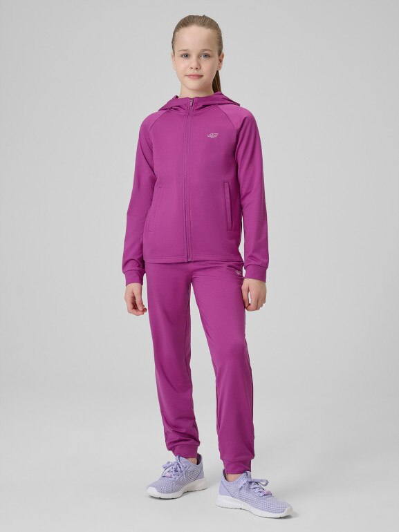 Dziewczęce spodnie dresowe joggery 4F 4FJRSS26TFTRF1458 - różowe