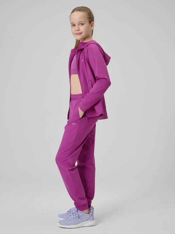 Dziewczęce spodnie dresowe joggery 4F 4FJRSS26TFTRF1458 - różowe