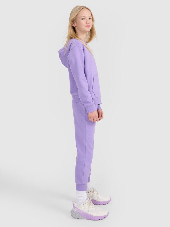 Dziewczęce spodnie dresowe joggery 4F 4FJWSS25TTROF1099 - fioletowe