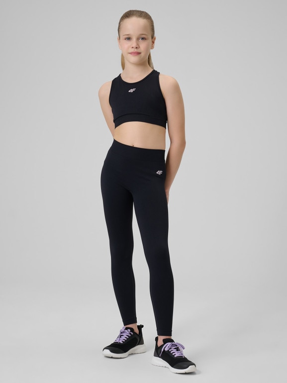 Dziewczęcy biustonosz treningowy 4F 4FJRSS26USBAF280 - czarny