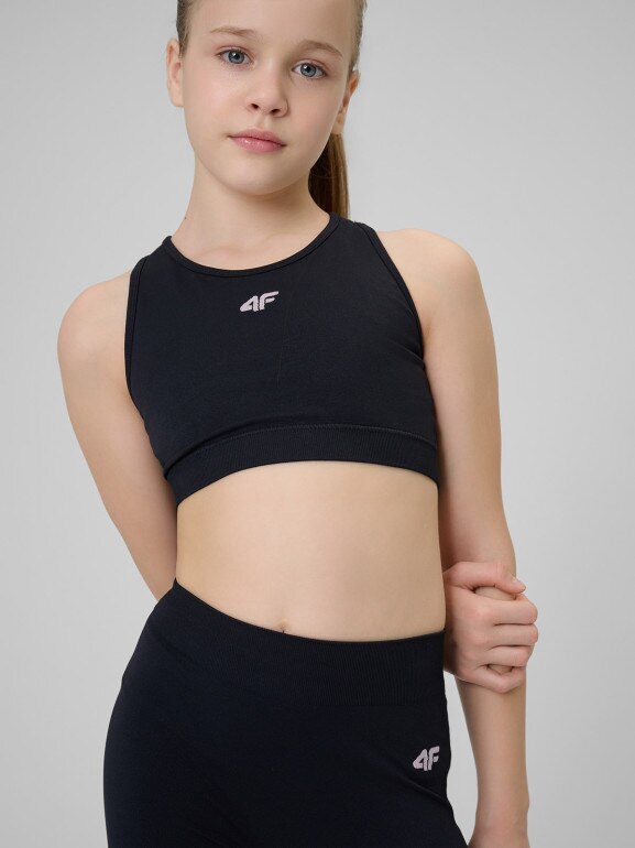 Dziewczęcy biustonosz treningowy 4F 4FJRSS26USBAF280 - czarny