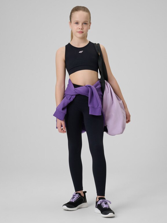 Dziewczęcy biustonosz treningowy 4F 4FJRSS26USBAF280 - czarny
