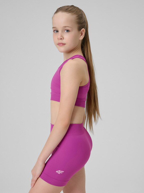 Dziewczęcy biustonosz treningowy 4F 4FJRSS26USBAF280 - różowy