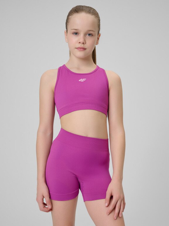 Dziewczęcy biustonosz treningowy 4F 4FJRSS26USBAF280 - różowy