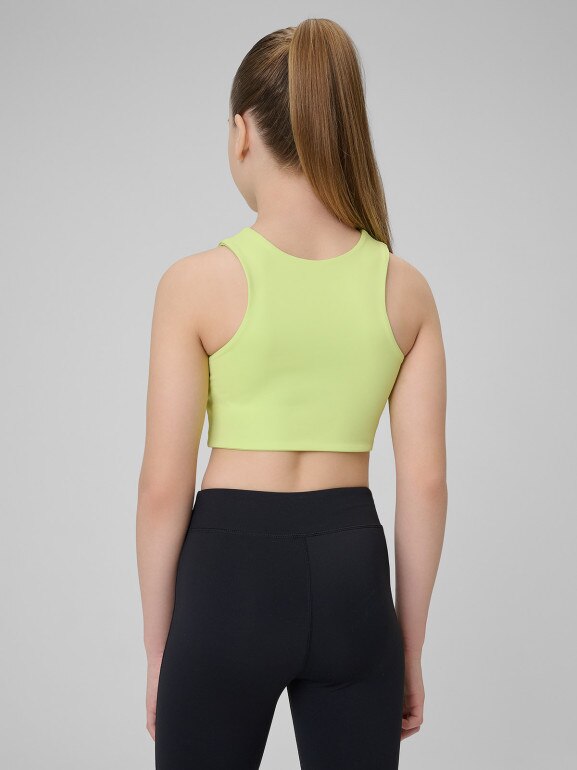 Dziewczęcy biustonosz treningowy 4F 4FJRSS26USBAF285 - zielony