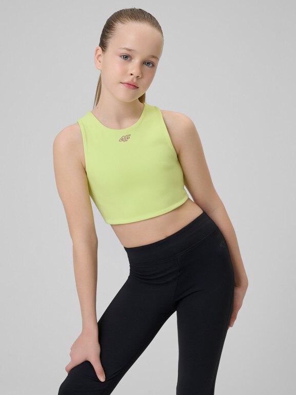 Dziewczęcy biustonosz treningowy 4F 4FJRSS26USBAF285 - zielony