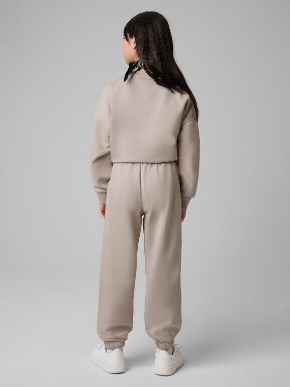 Dziewczęcy dres komplet 4F 4FJRSS26TAPSF212 - beżowy