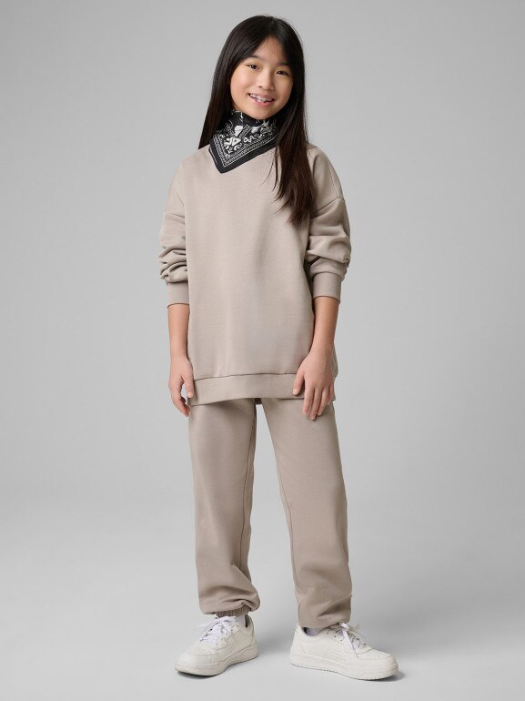 Dziewczęcy dres komplet 4F 4FJRSS26TAPSF212 - beżowy