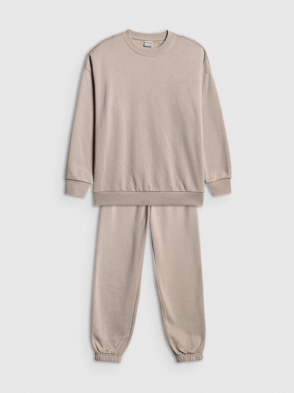 Dziewczęcy dres komplet 4F 4FJRSS26TAPSF212 - beżowy