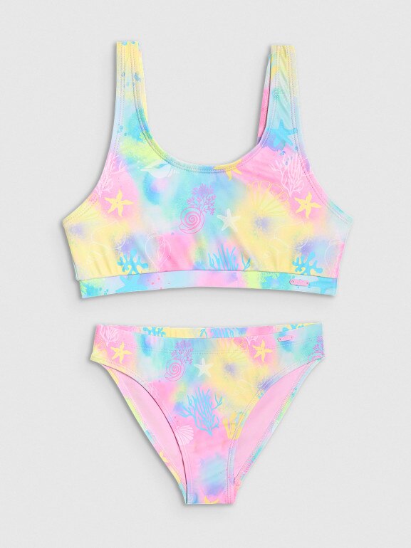 Dziewczęcy kostium kąpielowy dwuczęściowy 4F 4FJWSS26UBKSF054 - multikolor