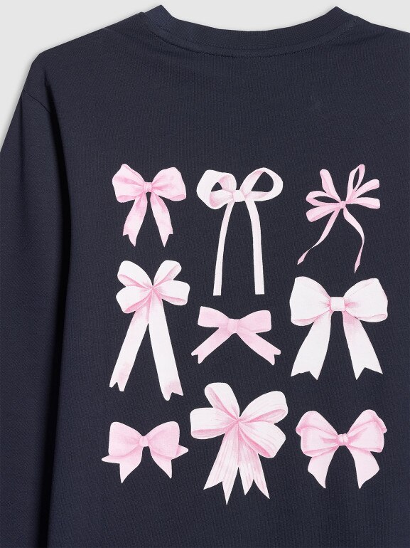 Dziewczęcy longsleeve z nadrukiem 4F 4FJRSS26TLONF664 - granatowy