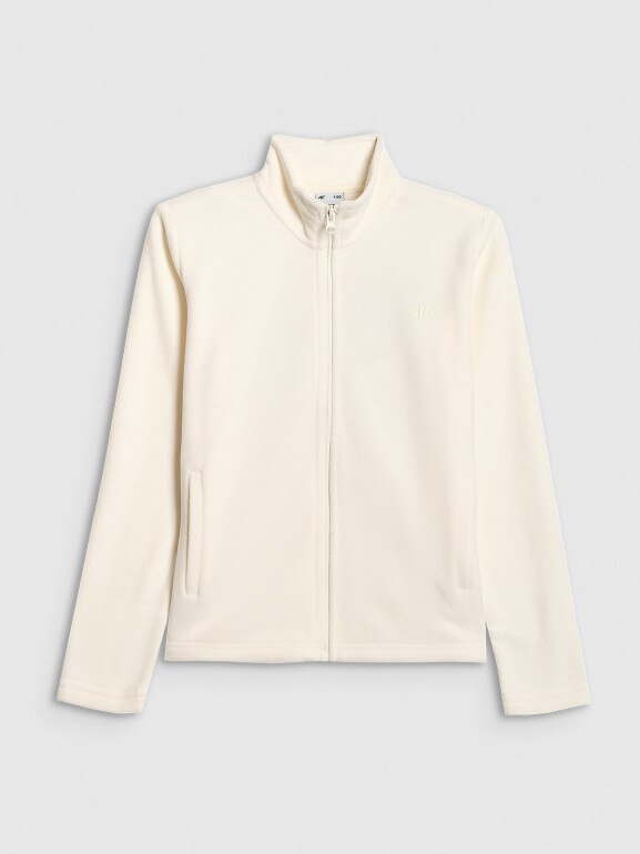 Dziewczęcy polar rozpinany 4F 4FJRSS26TFLEF507 - biały