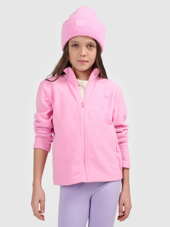 Dziewczęcy polar rozpinany 4F 4FJRSS26TFLEF507 - różowy