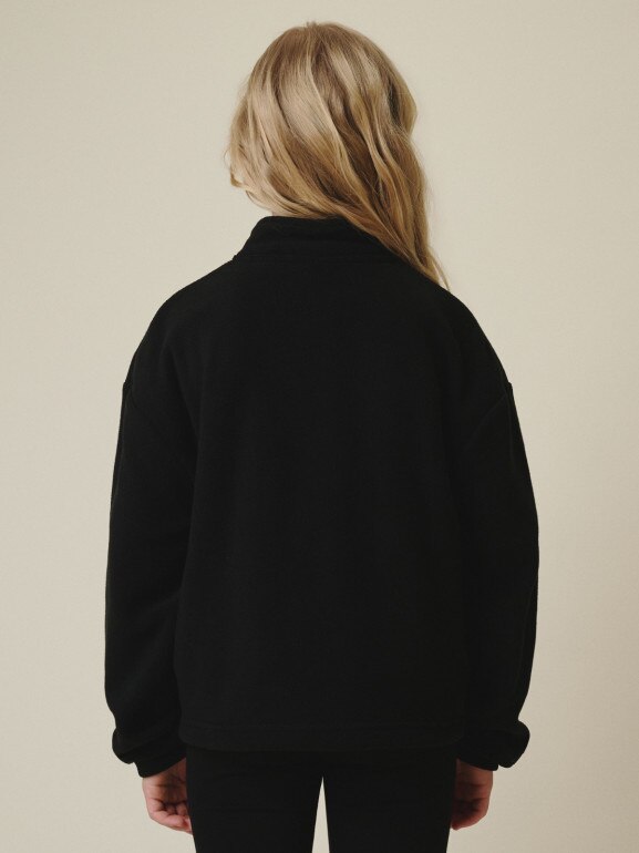 Dziewczęcy polar rozpinany bez kaptura 4F 4FJRSS26TFLEF497 - czarny