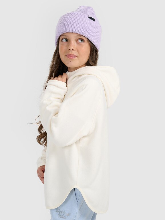 Dziewczęcy polar rozpinany z kapturem 4F 4FJRAW25TFLEF444 - biały