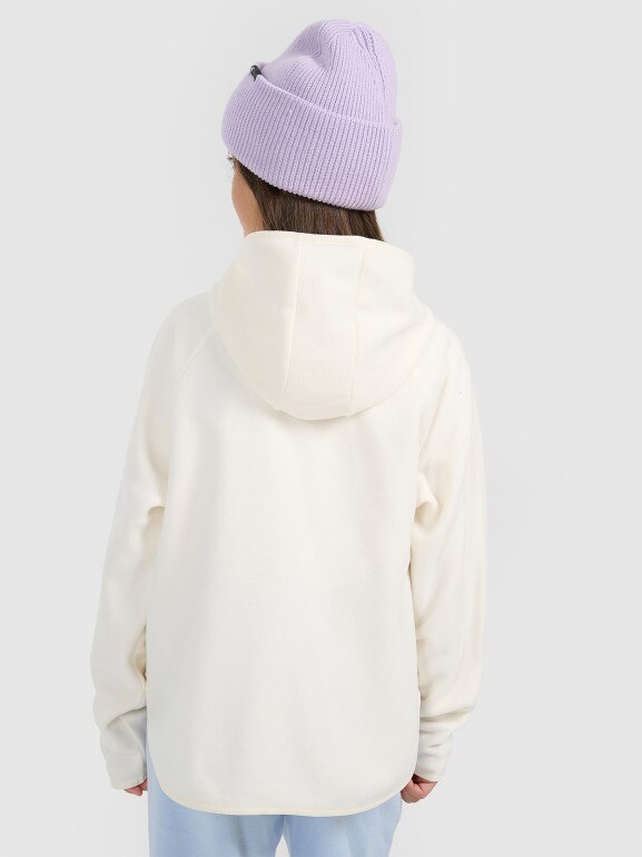 Dziewczęcy polar rozpinany z kapturem 4F 4FJRAW25TFLEF444 - biały