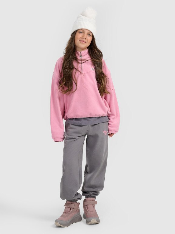 Dziewczęcy polar ze stójką 4F 4FJRAW25TFLEF441 - różowy