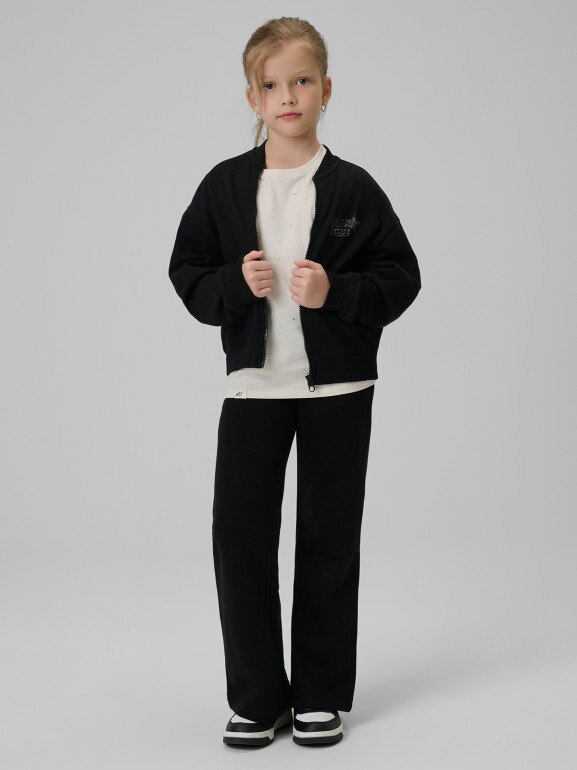 Dziewczęcy t-shirt basic 4F 4FJRSS26TTSHF3454 - biały