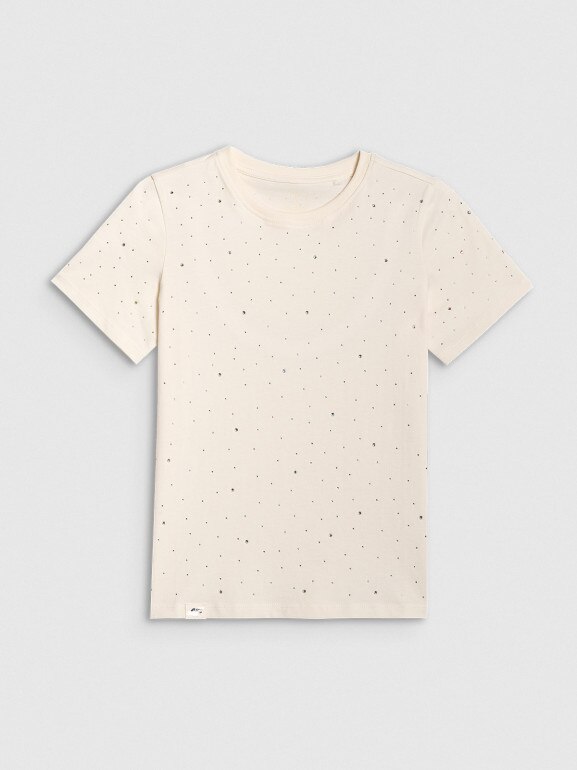 Dziewczęcy t-shirt basic 4F 4FJRSS26TTSHF3454 - biały