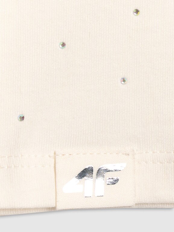 Dziewczęcy t-shirt basic 4F 4FJRSS26TTSHF3454 - biały