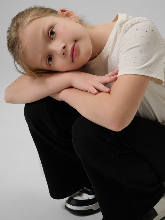 Dziewczęcy t-shirt basic 4F 4FJRSS26TTSHF3454 - biały