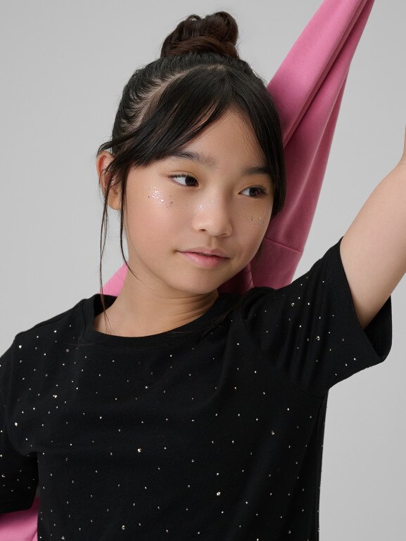 Dziewczęcy t-shirt basic 4F 4FJRSS26TTSHF3454 - czarny