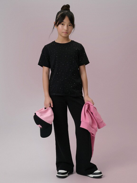 Dziewczęcy t-shirt basic 4F 4FJRSS26TTSHF3454 - czarny