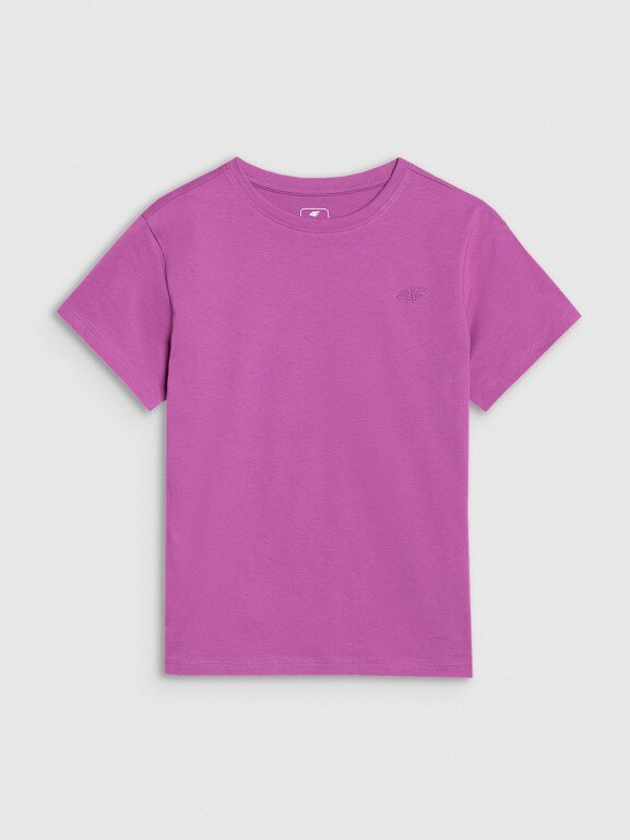 Dziewczęcy t-shirt oversize 4F 4FJWSS25TTSHF2326 - fioletowy