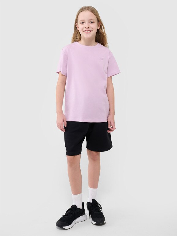 Dziewczęcy t-shirt oversize 4F 4FJWSS25TTSHF2326 - różowy