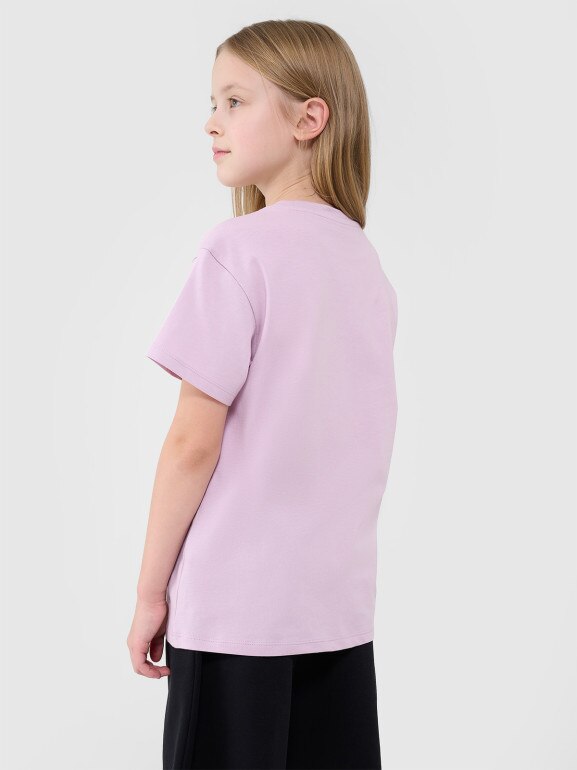Dziewczęcy t-shirt oversize 4F 4FJWSS25TTSHF2326 - różowy