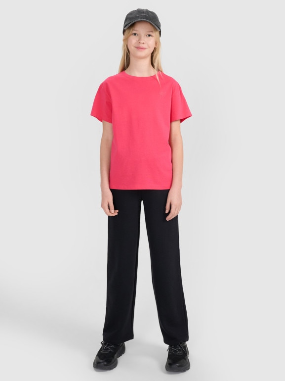 Dziewczęcy t-shirt oversize 4F 4FJWSS25TTSHF2326 - różowy