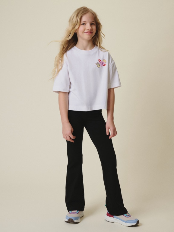 Dziewczęcy t-shirt z nadrukiem 4f 4FJRSS26TTSHF3679 - biały