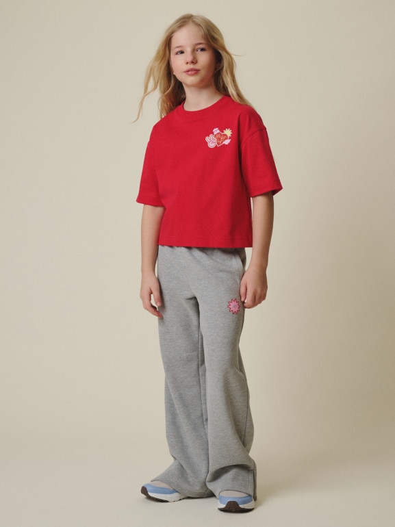 Dziewczęcy t-shirt z nadrukiem 4f 4FJRSS26TTSHF3679 - różowy